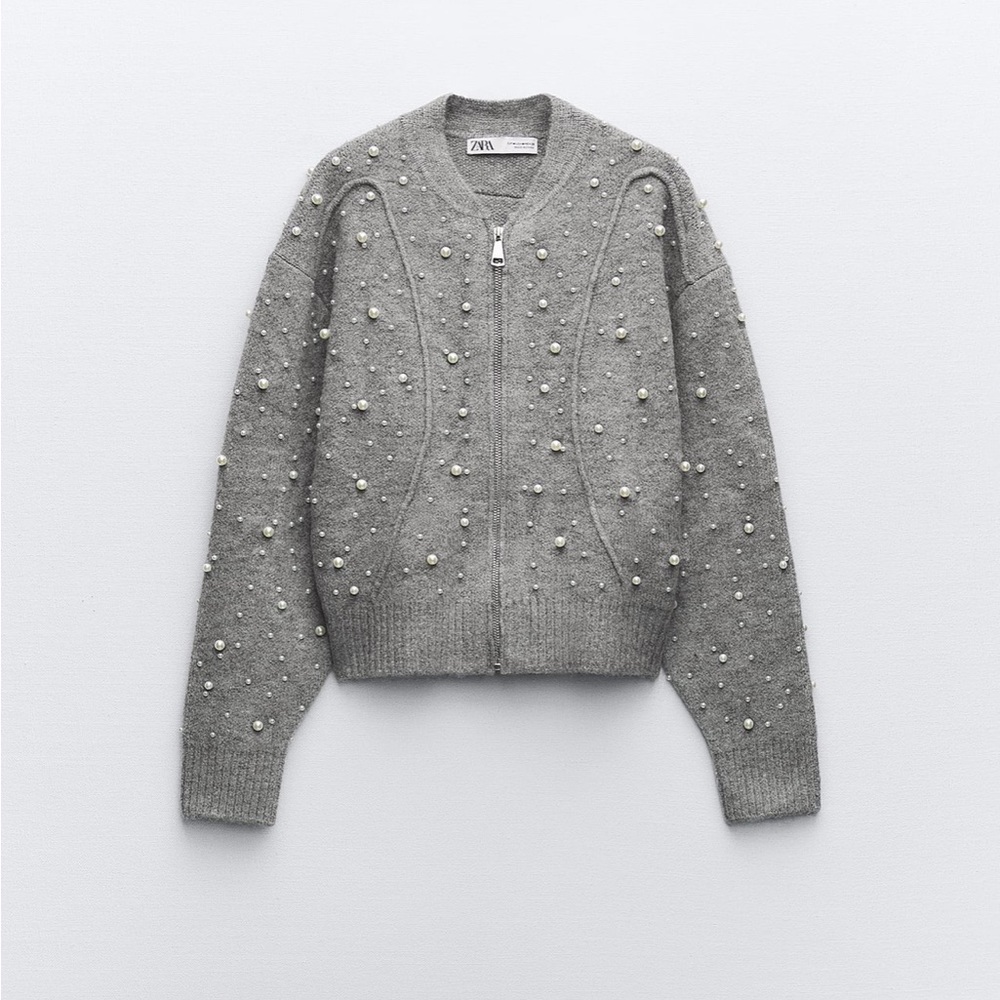 Zara earl trim knit bomber cardigan - Picture 14 of 16